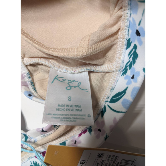 Kona Sol Bikini Top Floral Knot Front Purple S Plant Swimsuit Beach Keyhole Pool - Picture 11 of 12